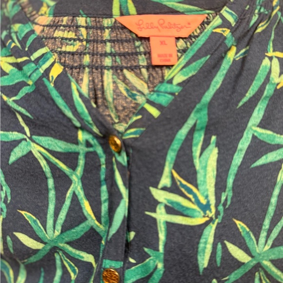 Lilly Pulitzer Women's Blue and Green Bamboo Elsa Top - Picture 4 of 5
